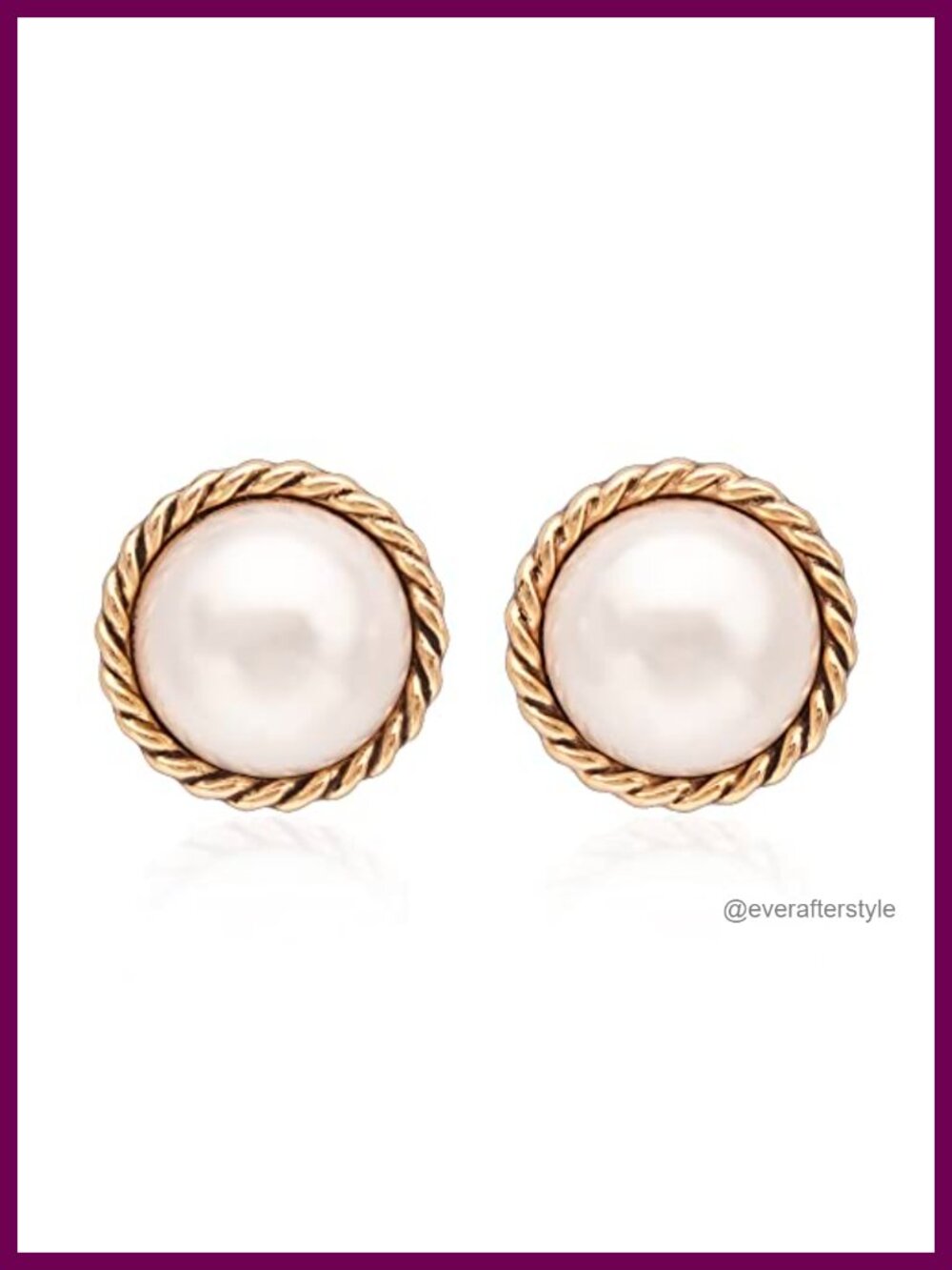 23mm Large Faux Pearl Stud Earrings 14K Gold-Plated Brass Push Back
